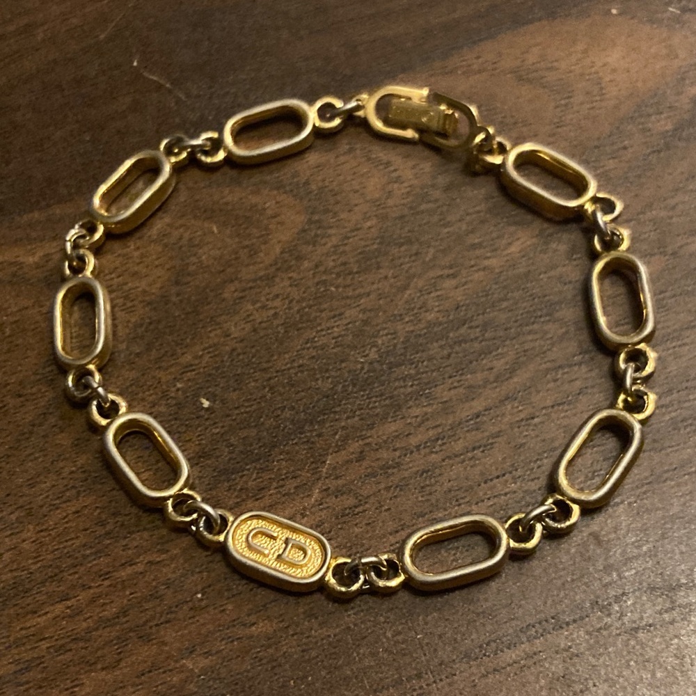 Christian Dior rare CD vintage gold chain bracelet